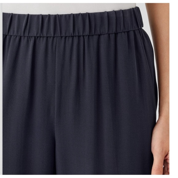 Eileen Fisher Black Silk Pull On Ankle Pants - Picture 14 of 14